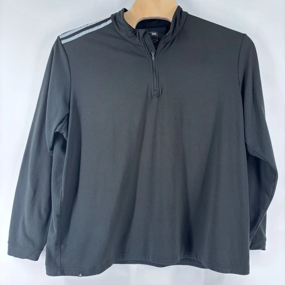 Adidas Pullover Men 2XL Black 1/4 Zip Golf Performance Athletic Layer